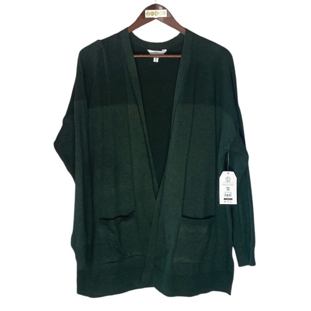TIME N TRU dark green open front cardigan // XXL